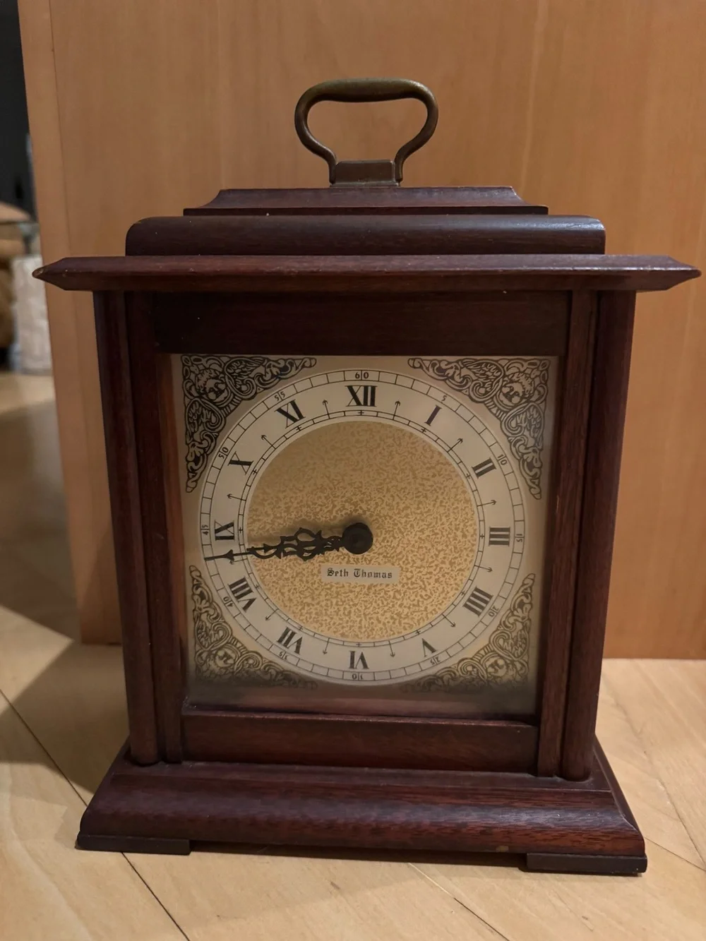Vintage-Style Brown Mantel Clock Wall Decor